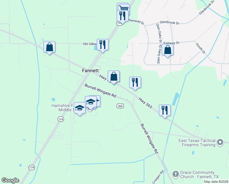 map of restaurants, bars, coffee shops, grocery stores, and more near 23260 Burrell-Wingate Rd in Beaumont
