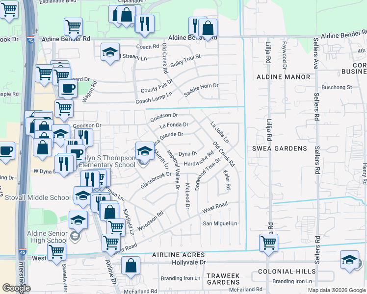 map of restaurants, bars, coffee shops, grocery stores, and more near 286 Eldon Street in Houston