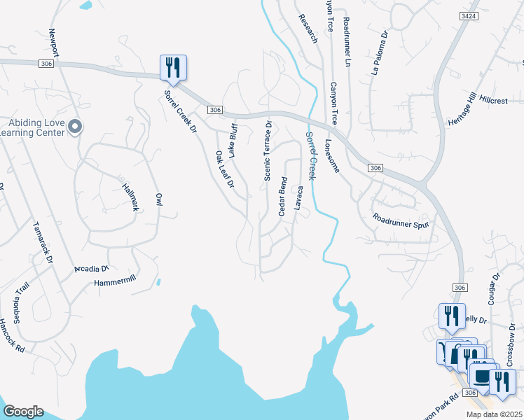map of restaurants, bars, coffee shops, grocery stores, and more near 506 Scenic Terrace Drive in Canyon Lake