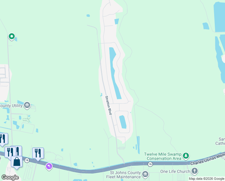 map of restaurants, bars, coffee shops, grocery stores, and more near 409 South Hamilton Springs Road in St. Augustine