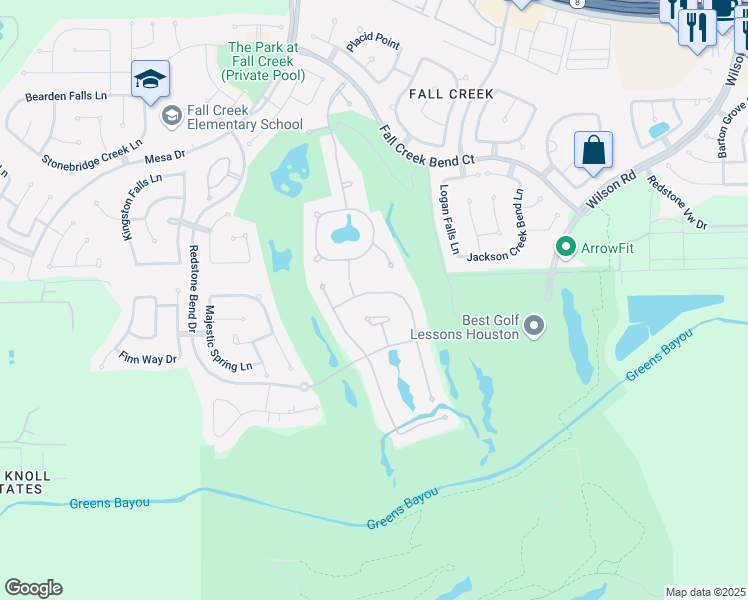 map of restaurants, bars, coffee shops, grocery stores, and more near 13930 McDannald Park Lane in Humble