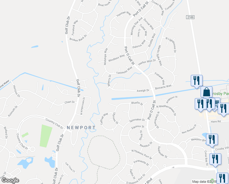 map of restaurants, bars, coffee shops, grocery stores, and more near 731 Aweigh Drive in Crosby