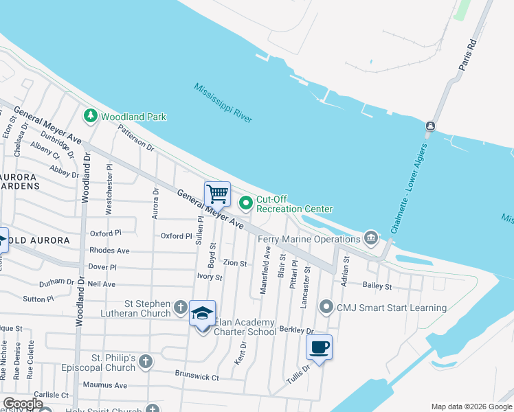 map of restaurants, bars, coffee shops, grocery stores, and more near 2640 Ernest Street in New Orleans