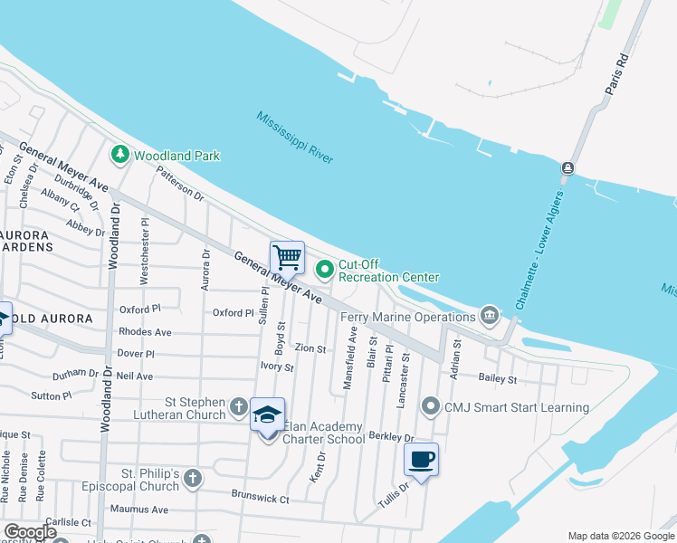 map of restaurants, bars, coffee shops, grocery stores, and more near 2640 Ernest Street in New Orleans