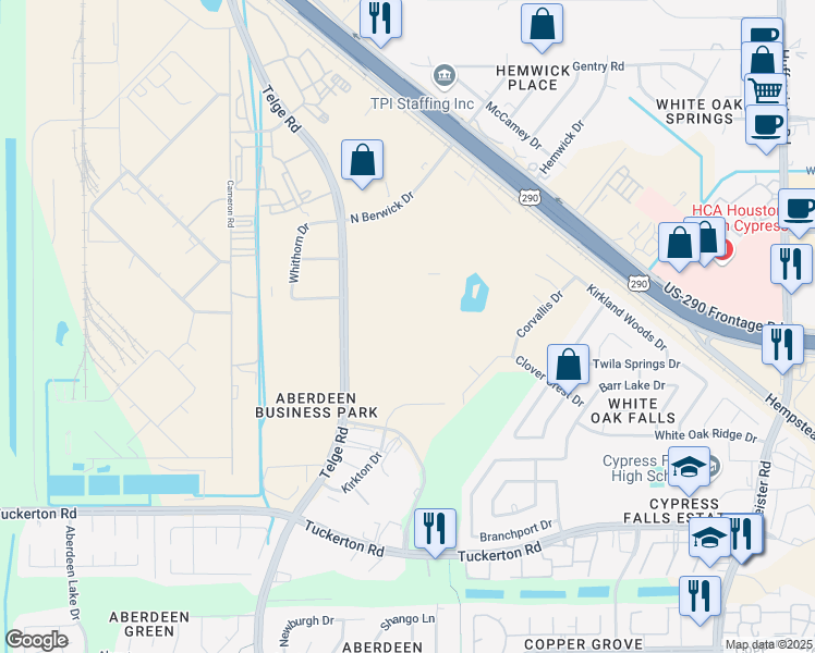 map of restaurants, bars, coffee shops, grocery stores, and more near 10620 Telge Road in Houston