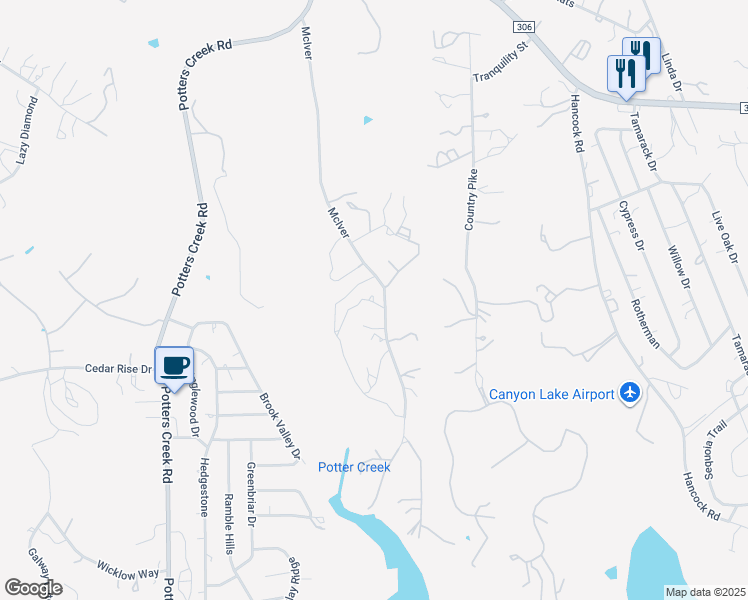 map of restaurants, bars, coffee shops, grocery stores, and more near 1838 McIver in Canyon Lake