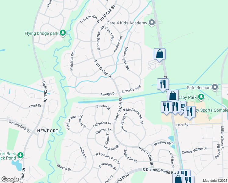 map of restaurants, bars, coffee shops, grocery stores, and more near 16719 Port O Call Street in Crosby