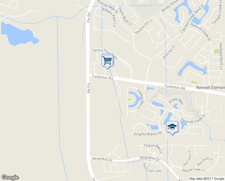 map of restaurants, bars, coffee shops, grocery stores, and more near 9690 Fry Road in Cypress