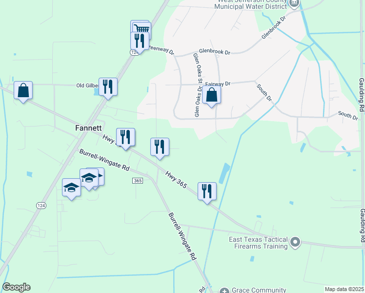 map of restaurants, bars, coffee shops, grocery stores, and more near 11193 Wiggins Road in Beaumont