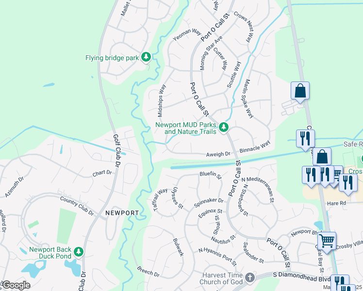 map of restaurants, bars, coffee shops, grocery stores, and more near 16718 Jib Court in Crosby
