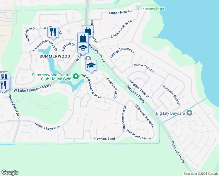 map of restaurants, bars, coffee shops, grocery stores, and more near 13630 Heath Spring Court in Houston