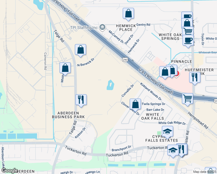 map of restaurants, bars, coffee shops, grocery stores, and more near 10640 Telge Road in Houston