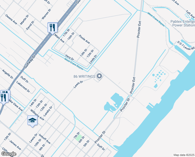 map of restaurants, bars, coffee shops, grocery stores, and more near 901 Main Avenue in Port Arthur