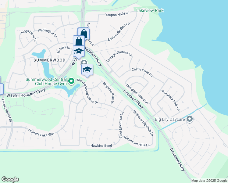 map of restaurants, bars, coffee shops, grocery stores, and more near 13706 Brighton Park Drive in Houston