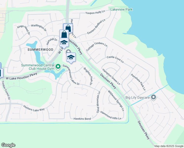 map of restaurants, bars, coffee shops, grocery stores, and more near 13706 Brighton Park Drive in Houston