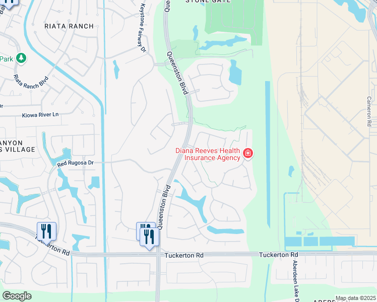 map of restaurants, bars, coffee shops, grocery stores, and more near 16511 Opal Meadow Drive in Houston