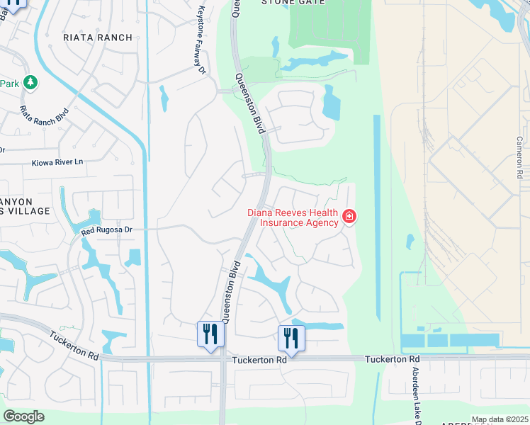 map of restaurants, bars, coffee shops, grocery stores, and more near 16511 Opal Meadow Drive in Houston
