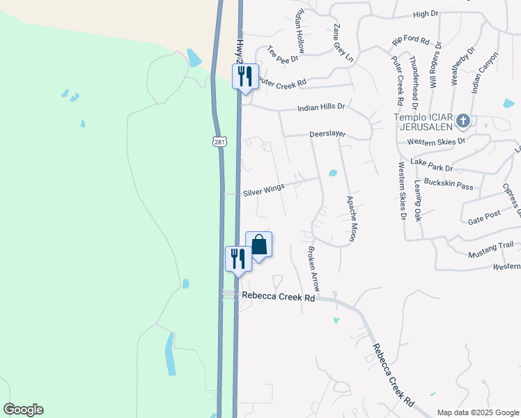 map of restaurants, bars, coffee shops, grocery stores, and more near 8117 Silver Wings in Spring Branch