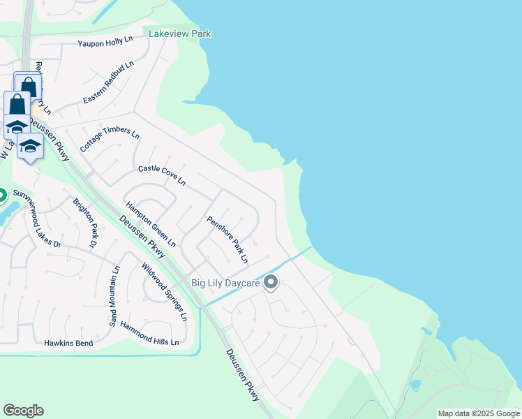 map of restaurants, bars, coffee shops, grocery stores, and more near 13942 Sawmill Run Lane in Houston