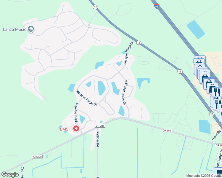 map of restaurants, bars, coffee shops, grocery stores, and more near 369 Whisper Ridge Drive in St. Augustine