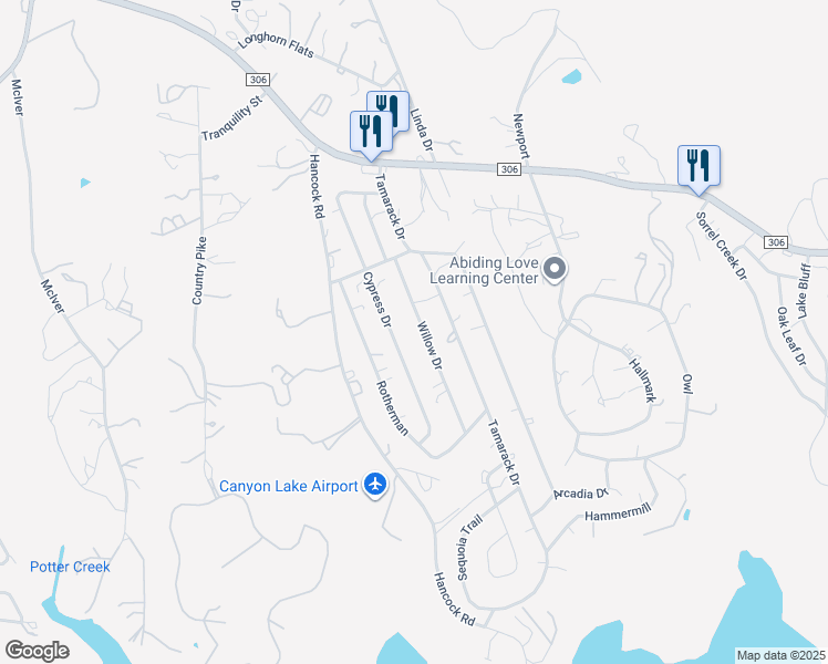 map of restaurants, bars, coffee shops, grocery stores, and more near 540 Tamarack Drive in Canyon Lake