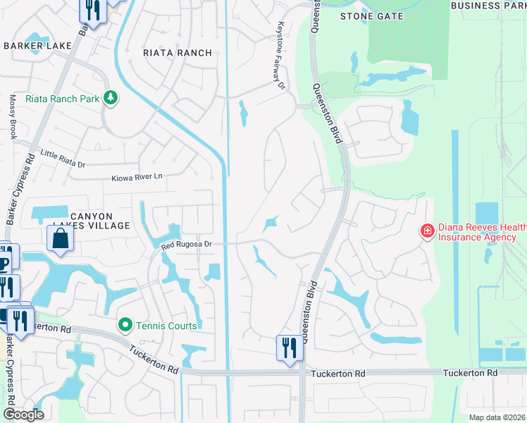 map of restaurants, bars, coffee shops, grocery stores, and more near 10707 Opal Ridge Drive in Houston