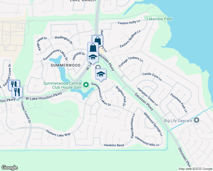 map of restaurants, bars, coffee shops, grocery stores, and more near 13906 Shasta Leaf Court in Houston