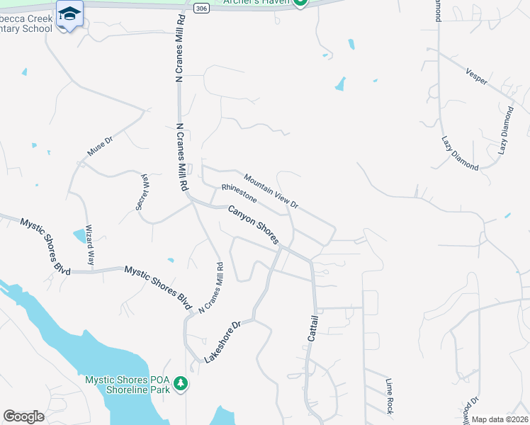 map of restaurants, bars, coffee shops, grocery stores, and more near 1434 Rhinestone in Canyon Lake