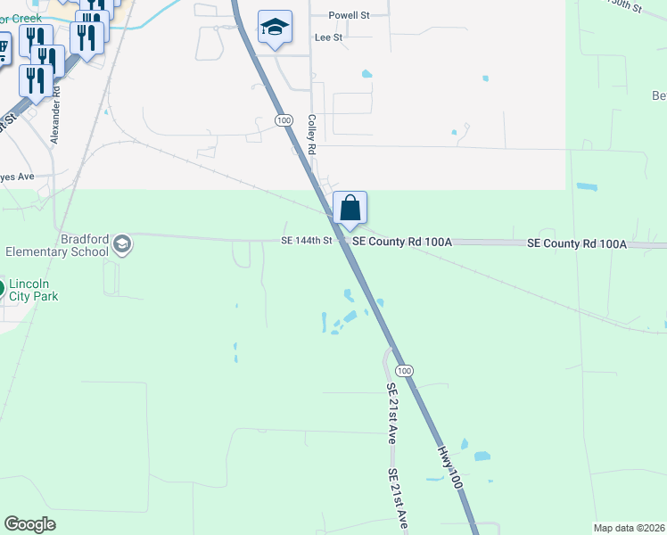 map of restaurants, bars, coffee shops, grocery stores, and more near 1704 South Water Street in Starke