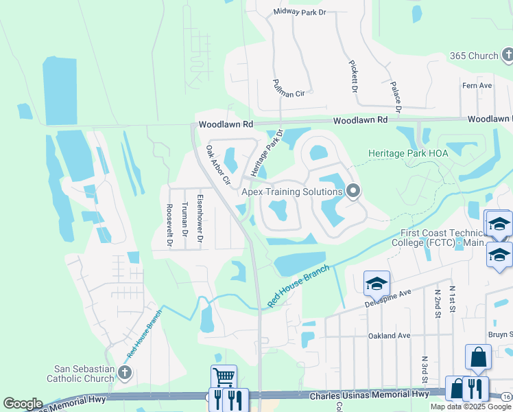 map of restaurants, bars, coffee shops, grocery stores, and more near 272 Wooded Crossing in St. Augustine