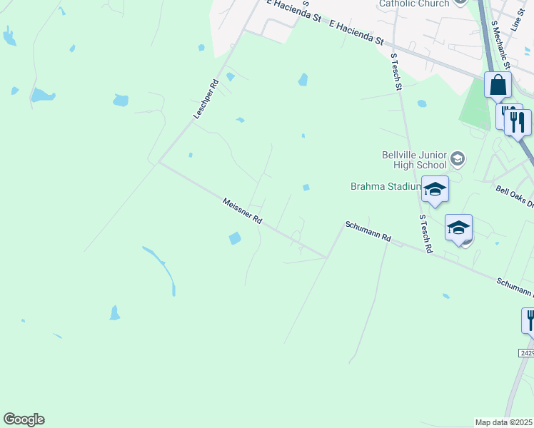 map of restaurants, bars, coffee shops, grocery stores, and more near 1772 Meissner Rd in Bellville