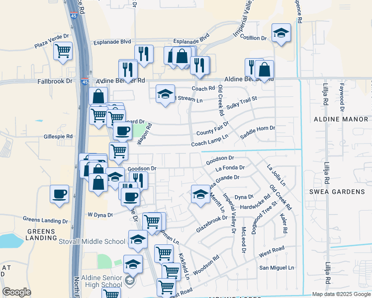 map of restaurants, bars, coffee shops, grocery stores, and more near 186 Coach Lamp Lane in Houston