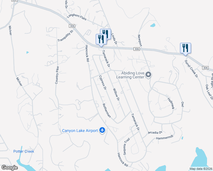 map of restaurants, bars, coffee shops, grocery stores, and more near 915 Cypress Drive in Canyon Lake
