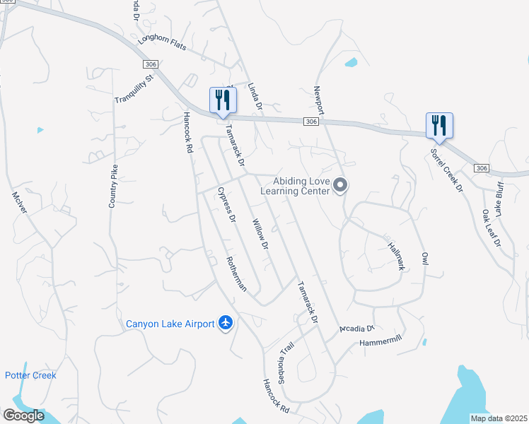 map of restaurants, bars, coffee shops, grocery stores, and more near 540 Tamarack Drive in Canyon Lake