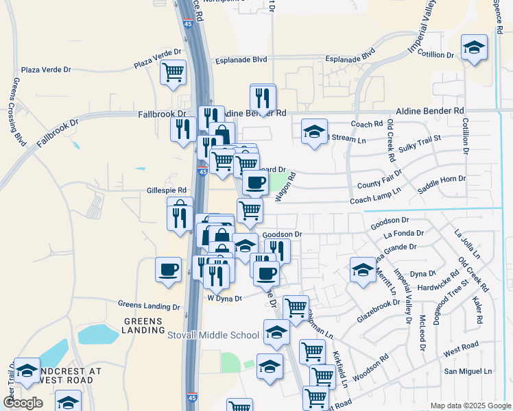 map of restaurants, bars, coffee shops, grocery stores, and more near 11818 Airline Drive in Houston