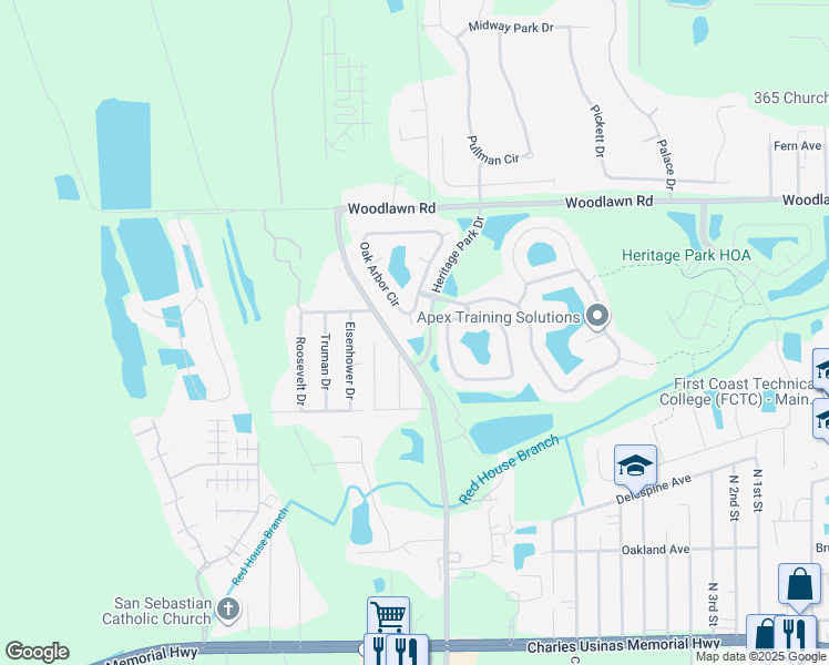 map of restaurants, bars, coffee shops, grocery stores, and more near 272 Wooded Crossing in St. Augustine