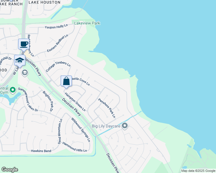 map of restaurants, bars, coffee shops, grocery stores, and more near 14442 Mountain Cliff Lane in Houston