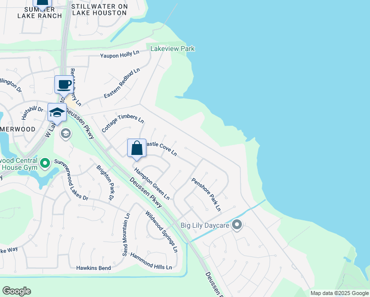 map of restaurants, bars, coffee shops, grocery stores, and more near 14426 Mountain Cliff Lane in Houston