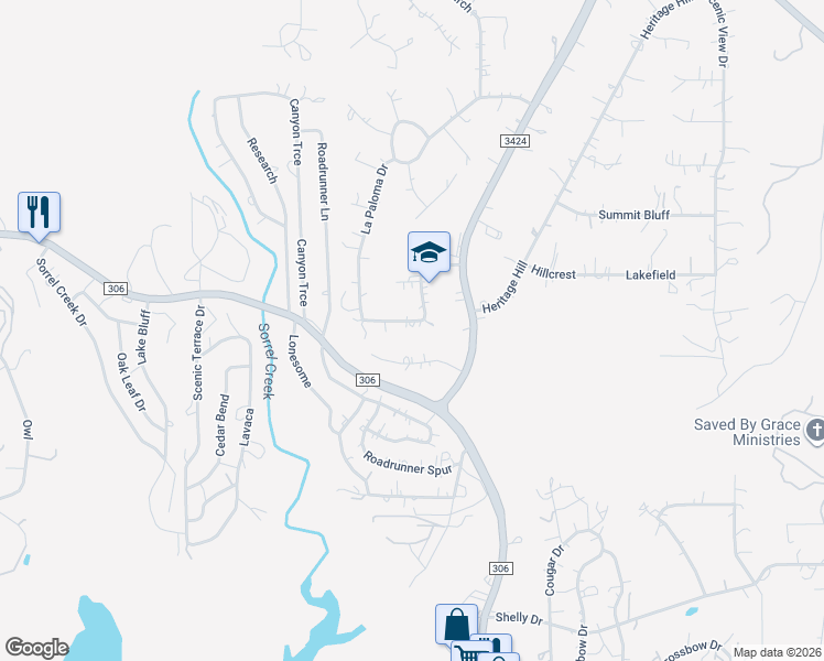 map of restaurants, bars, coffee shops, grocery stores, and more near 730 La Paloma Drive in Canyon Lake