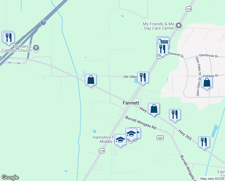 map of restaurants, bars, coffee shops, grocery stores, and more near 10884 Mahon Road in Beaumont