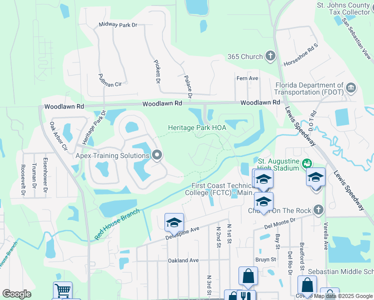 map of restaurants, bars, coffee shops, grocery stores, and more near 771 South Heritage Creek Way in St. Augustine