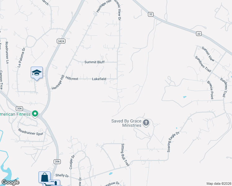 map of restaurants, bars, coffee shops, grocery stores, and more near 2186 Scenic View Drive in Canyon Lake