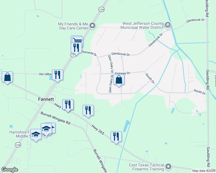 map of restaurants, bars, coffee shops, grocery stores, and more near 11029 Greenway Drive in Beaumont