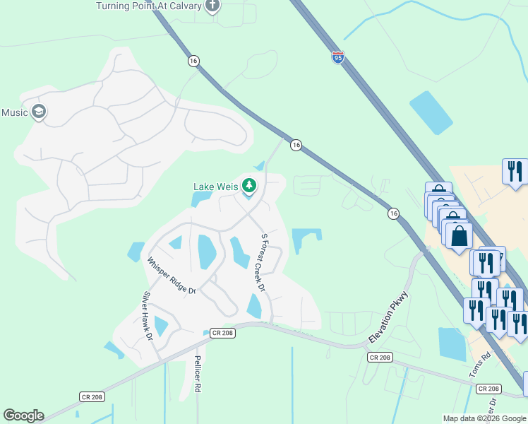 map of restaurants, bars, coffee shops, grocery stores, and more near 505 Sky Ridge Court in St. Augustine