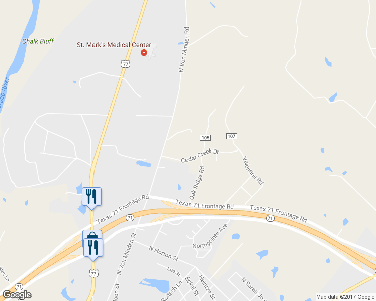 map of restaurants, bars, coffee shops, grocery stores, and more near 3009 Cedar Creek Drive in La Grange