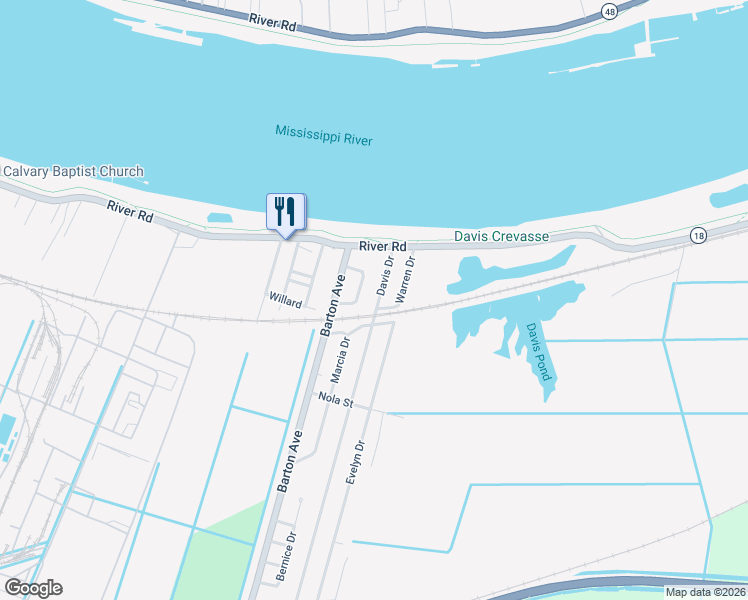 map of restaurants, bars, coffee shops, grocery stores, and more near 118 Davis Drive in Luling