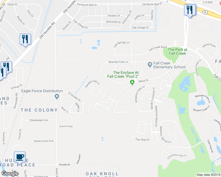 map of restaurants, bars, coffee shops, grocery stores, and more near 14426 Andrew Ridge Lane in Humble