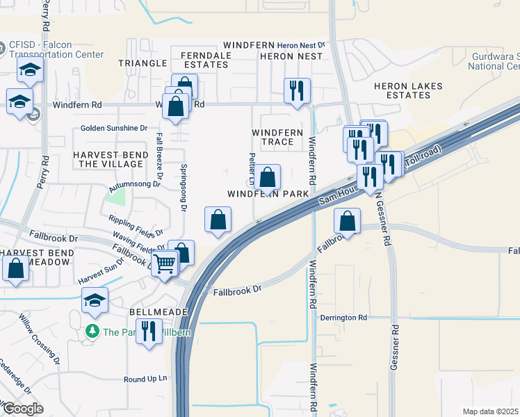 map of restaurants, bars, coffee shops, grocery stores, and more near 8448 North Sam Houston Parkway West in Houston