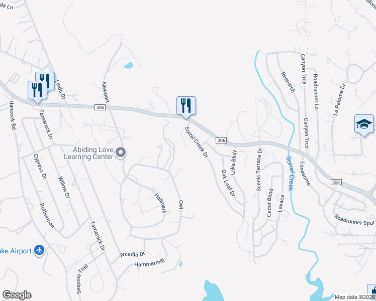 map of restaurants, bars, coffee shops, grocery stores, and more near 1056 Sorrel Creek Drive in Canyon Lake