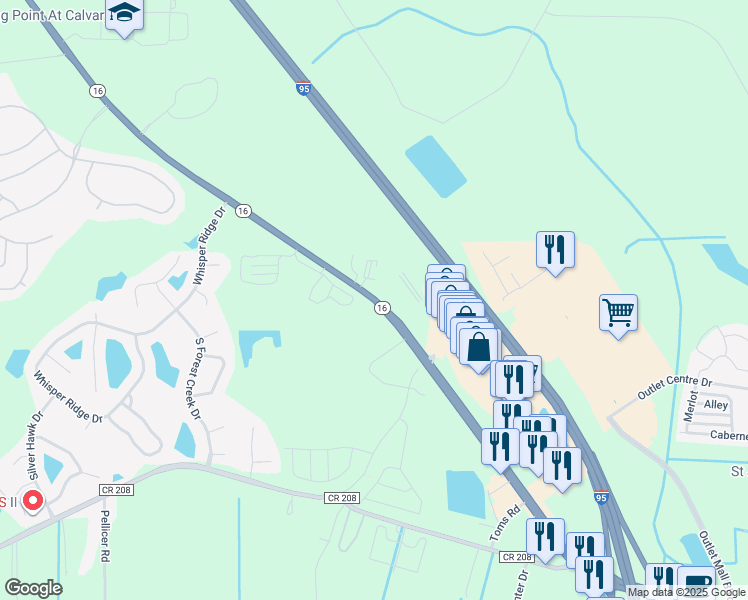 map of restaurants, bars, coffee shops, grocery stores, and more near 2993 Florida 16 in St. Augustine